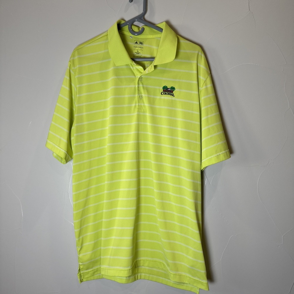 Adidas Polo Shirt Mens XL Puremotion Colonial Country Club Golf Logo Shirt
